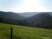 Vue sur Le Val-d'Ajol à travers la vallée de Méreille, depuis les Granges de Leyval